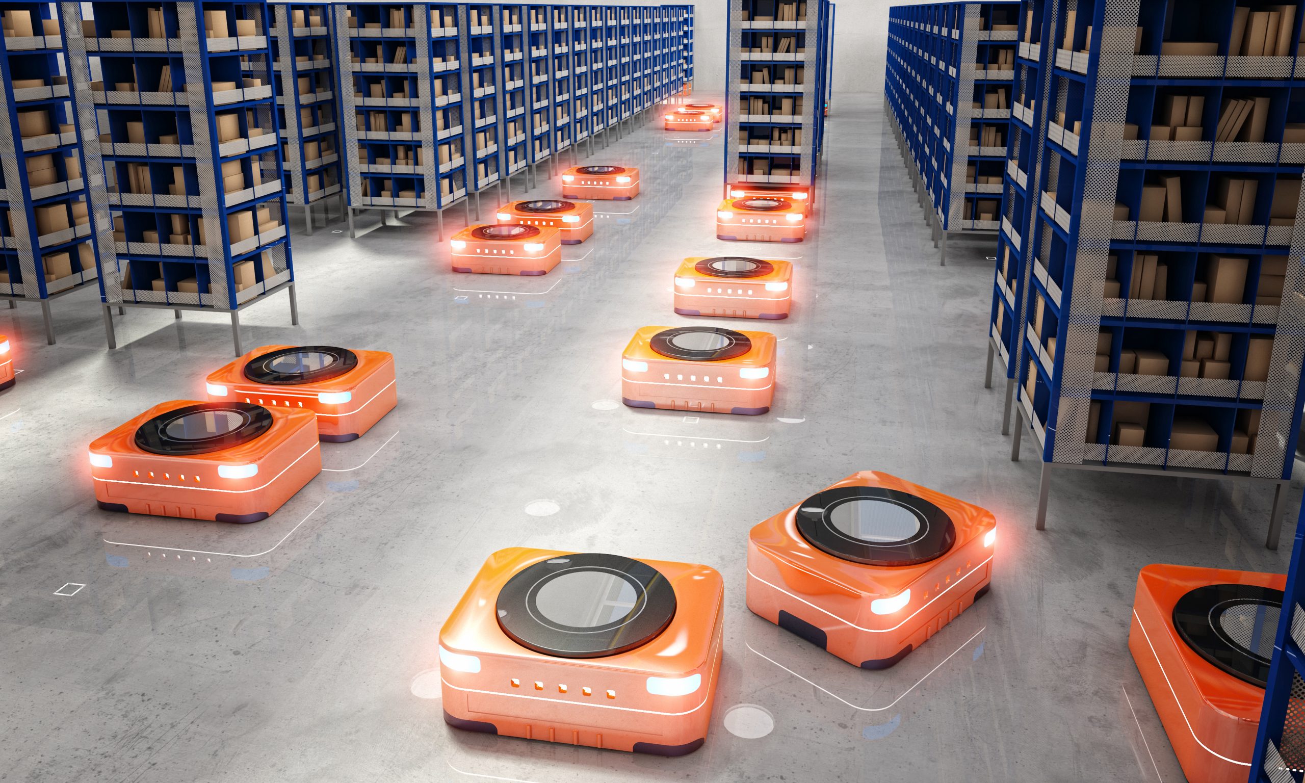 Warehouse Robots Clocking in for their Shift